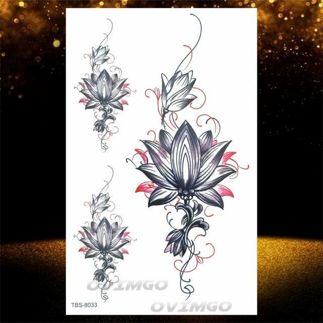 Elegant Temporary Lotus Flower Tattoo Sticker for Women