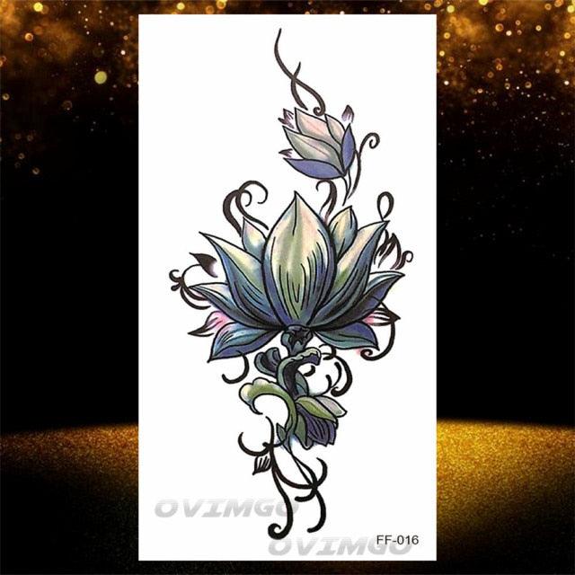 Elegant Temporary Lotus Flower Tattoo Sticker for Women