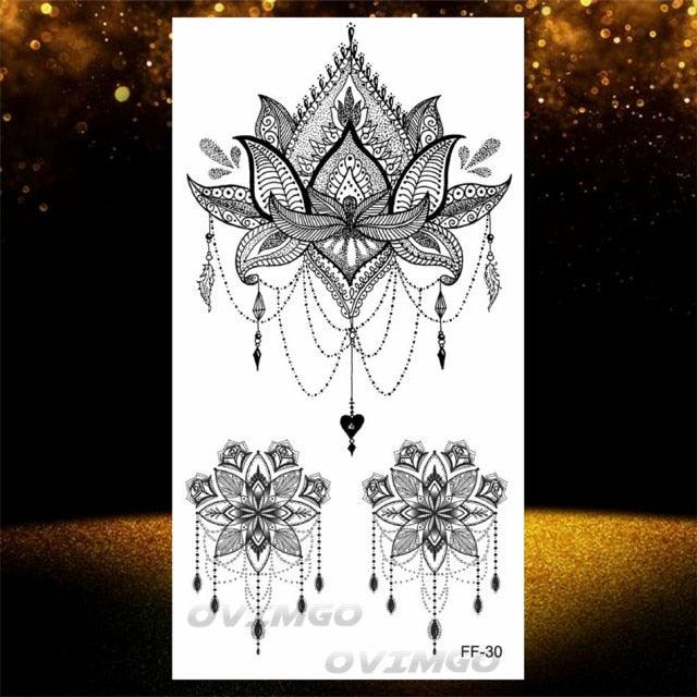 Elegant Temporary Lotus Flower Tattoo Sticker for Women