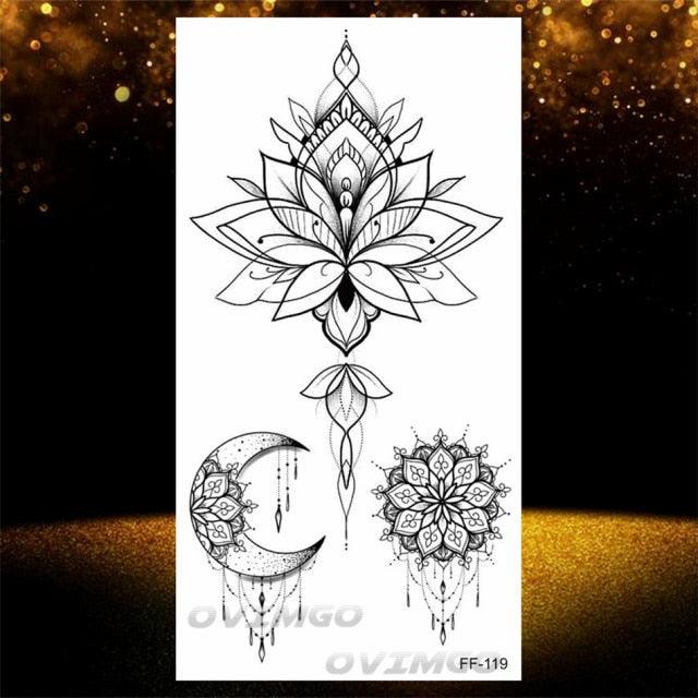 Elegant Temporary Lotus Flower Tattoo Sticker for Women