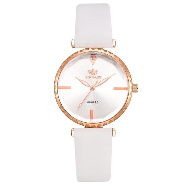 Montre analogique à quartz de luxe pour femmes avec bracelet en cuir élégant