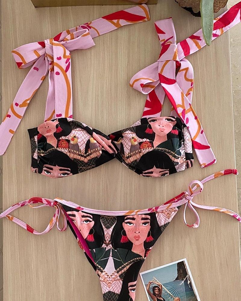 Ensemble de bikini taille haute élégant pour femmes