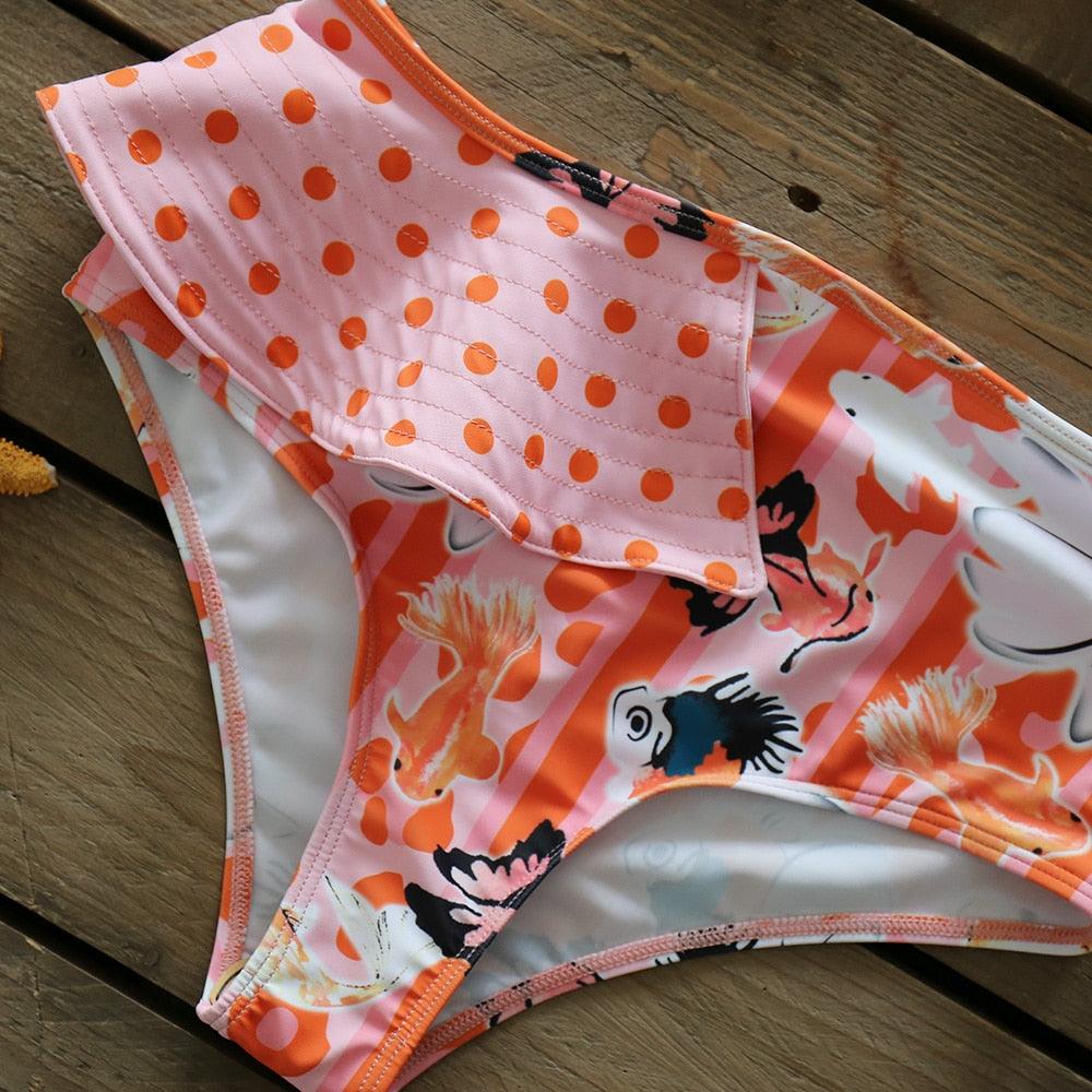 Ensemble de bikini à volants élégant en deux pièces pour femmes