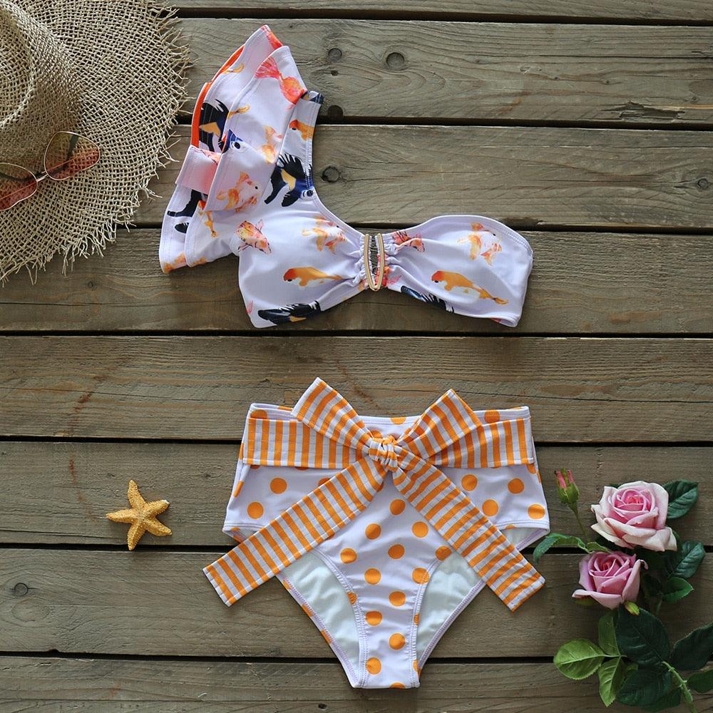 Ensemble de bikini à volants élégant en deux pièces pour femmes