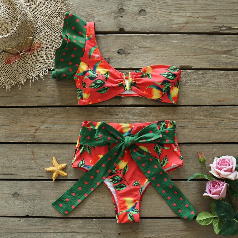 Ensemble de bikini à volants élégant en deux pièces pour femmes