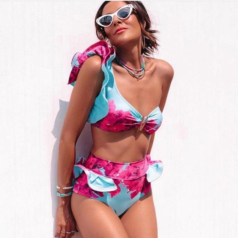 Ensemble de bikini à volants élégant en deux pièces pour femmes