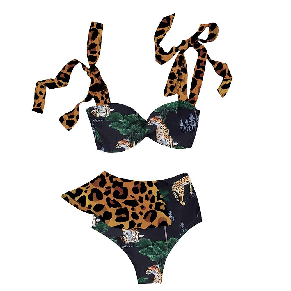 Ensemble de bikini à volants élégant en deux pièces pour femmes