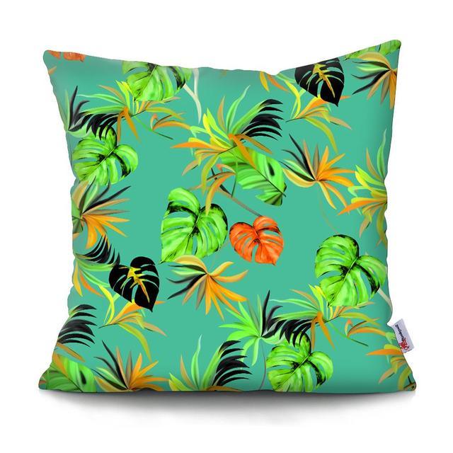 Funda de Cojín con Diseño de Hoja de Palma Tropical - Diseño de Hojas Verdes