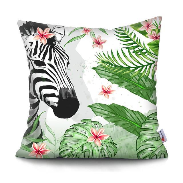 Funda de Cojín con Diseño de Hoja de Palma Tropical - Diseño de Hojas Verdes