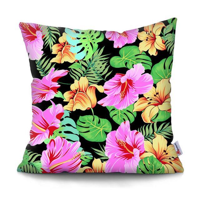 Funda de Cojín con Diseño de Hoja de Palma Tropical - Diseño de Hojas Verdes