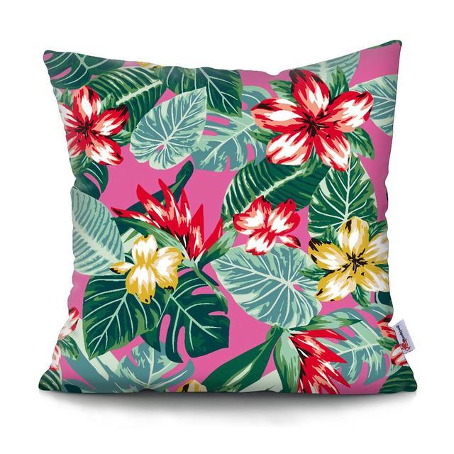 Funda de Cojín con Diseño de Hoja de Palma Tropical - Diseño de Hojas Verdes
