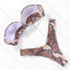 High Cut Solid Bikini Set with Underwire and Leopard Print