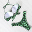 High Cut Solid Bikini Set with Underwire and Leopard Print