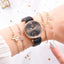 Montre analogique à quartz de luxe pour femmes avec bracelet en cuir élégant