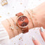 Montre analogique à quartz de luxe pour femmes avec bracelet en cuir élégant