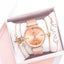 Montre analogique à quartz de luxe pour femmes avec bracelet en cuir élégant