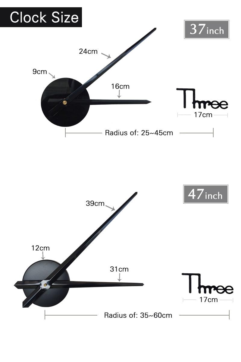 Modern 3D Frameless Wall Clock - Large Acrylic Design