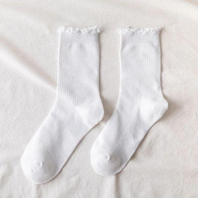 Charming Lace Ruffled Cotton Socks for Women - Spring & Summer Collection - Korvel