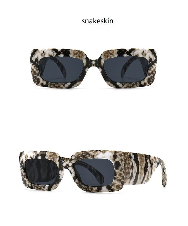 Lunettes de soleil carrées surdimensionnées en motif serpent