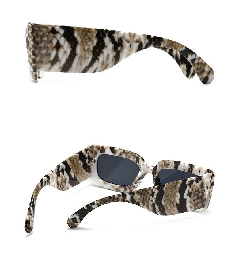 Lunettes de soleil carrées surdimensionnées en motif serpent