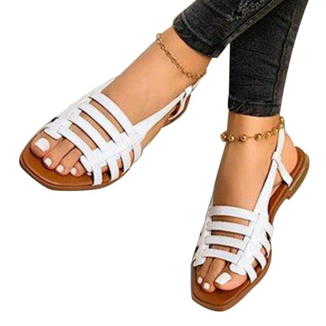 Sandalias Elegantes de Cuero Tejido Suave para Mujeres
