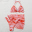 Ensemble de bikini taille haute pour femmes en 3 pièces avec jupe enveloppante