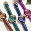 Luxury Green Business Women's Quartz Watch with Leather Strap