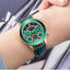 Luxury Green Business Women's Quartz Watch with Leather Strap