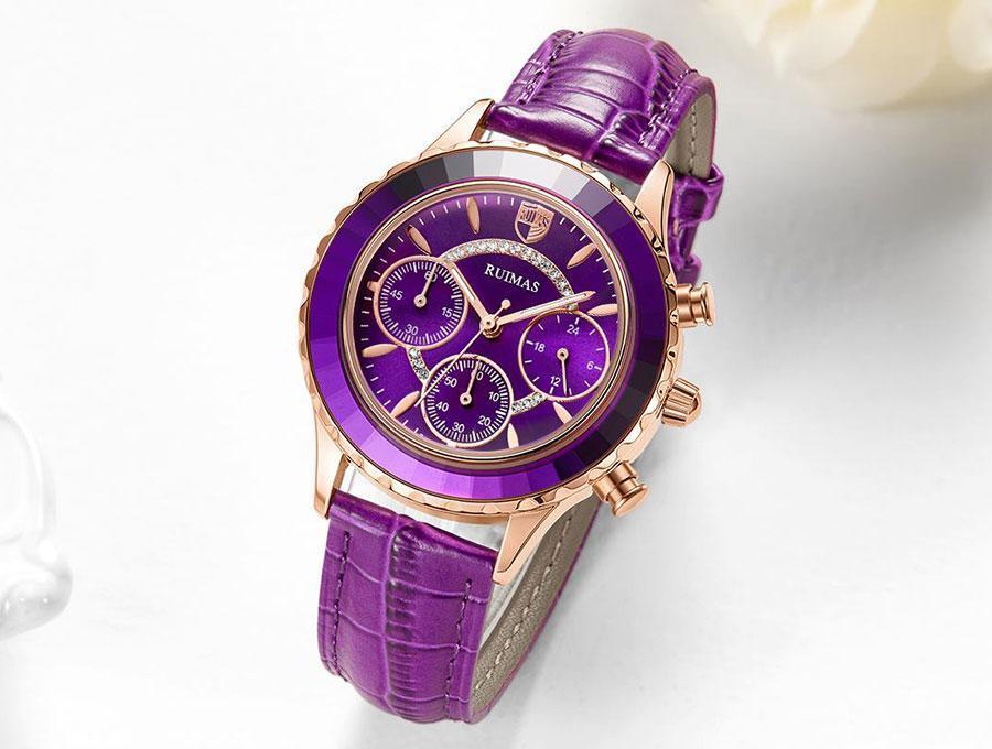 Luxury Green Business Women's Quartz Watch with Leather Strap