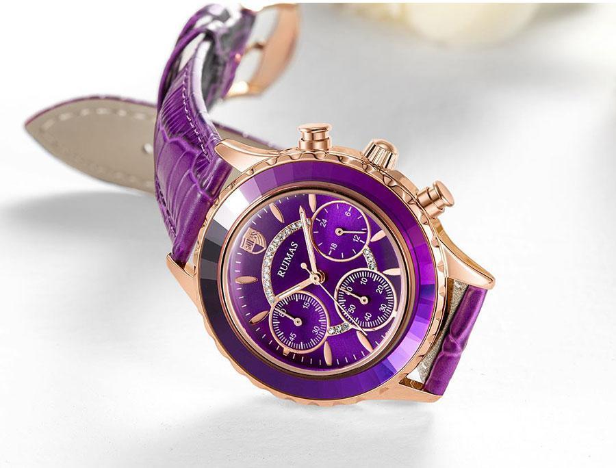 Luxury Green Business Women's Quartz Watch with Leather Strap