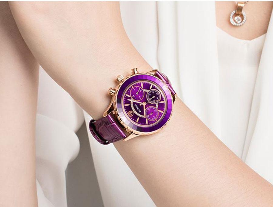 Luxury Green Business Women's Quartz Watch with Leather Strap