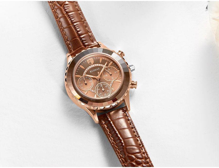 Luxury Green Business Women's Quartz Watch with Leather Strap