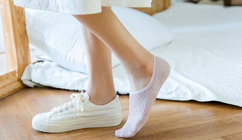 5 Pares de Calcetines Invisibles de Silicona Antideslizantes para Mujeres