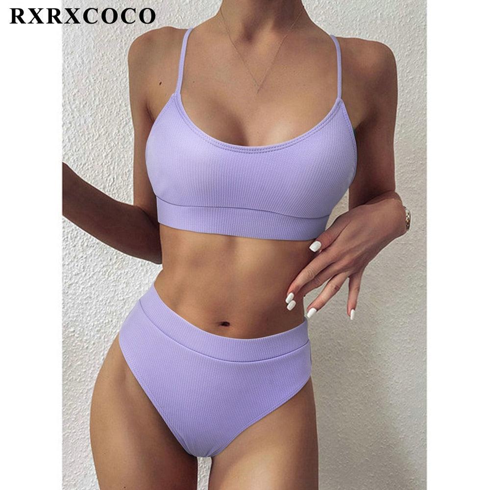 Ribbed High Waist Bikini Set for Women