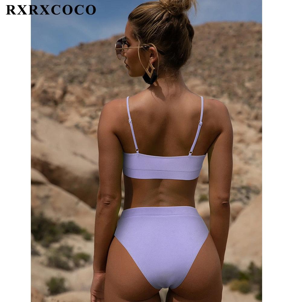 Ribbed High Waist Bikini Set for Women