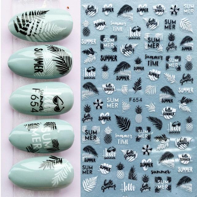 Autocollants d'ongles 3D Plage Tropicale pour Manucures
