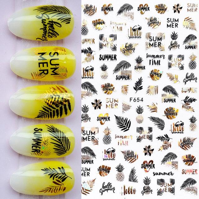 Autocollants d'ongles 3D Plage Tropicale pour Manucures