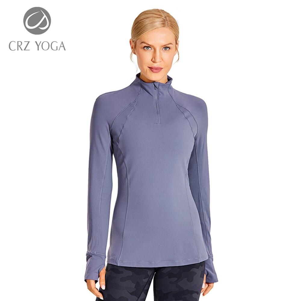 Camisa de entrenamiento deportiva de manga larga con cremallera de cuarto para mujer