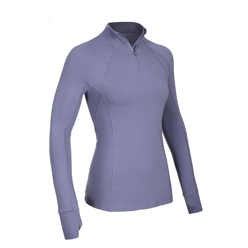 Camisa de entrenamiento deportiva de manga larga con cremallera de cuarto para mujer