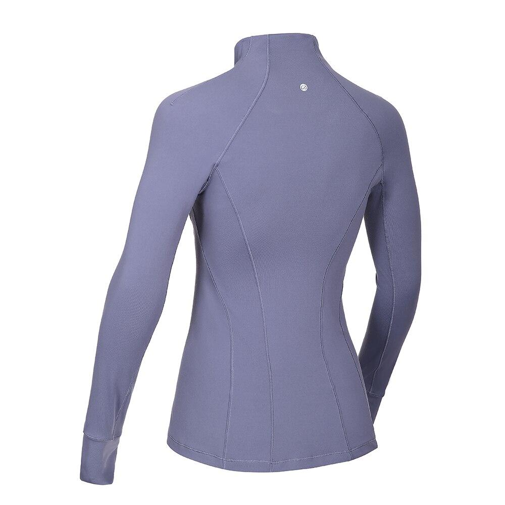 Camisa de entrenamiento deportiva de manga larga con cremallera de cuarto para mujer