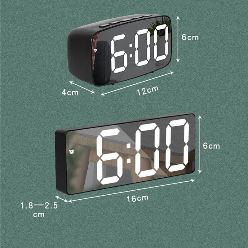 Reloj despertador LED de espejo acrílico premium con control por voz