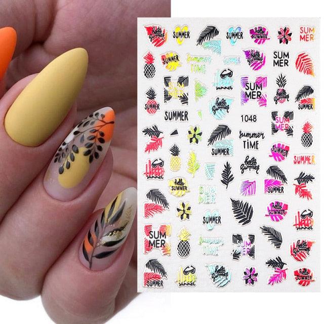 Autocollants d'ongles 3D Plage Tropicale pour Manucures