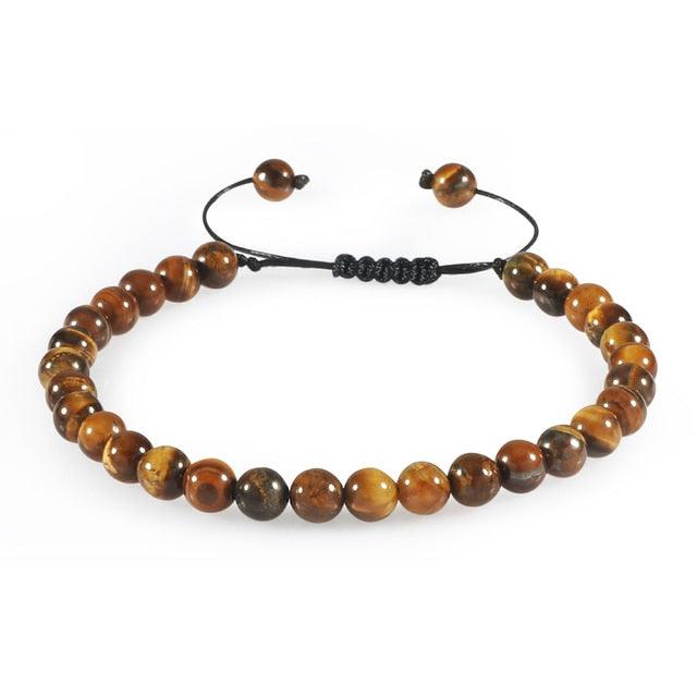 Bracelet en Pierre de Lave Noire avec Charme Couronne pour Couples