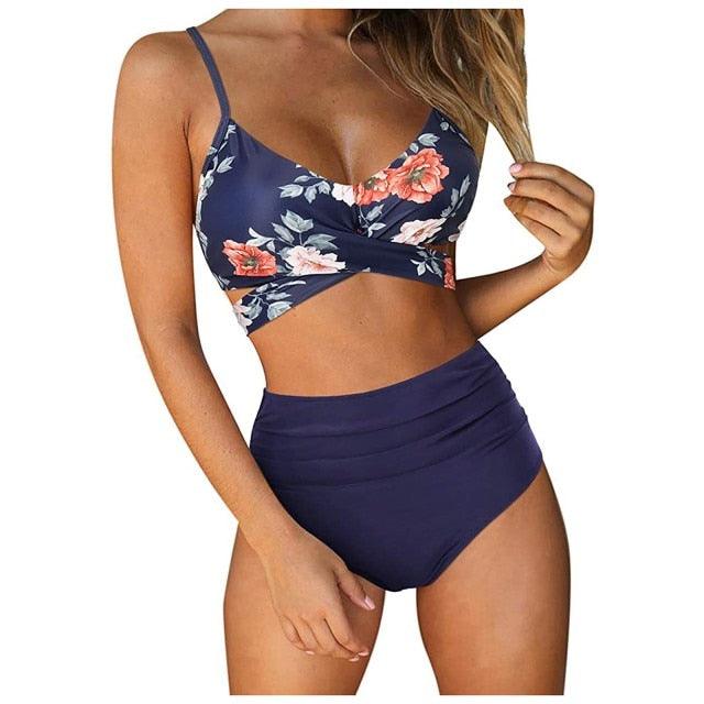 Modern Floral High Waist Bikini Set for Women