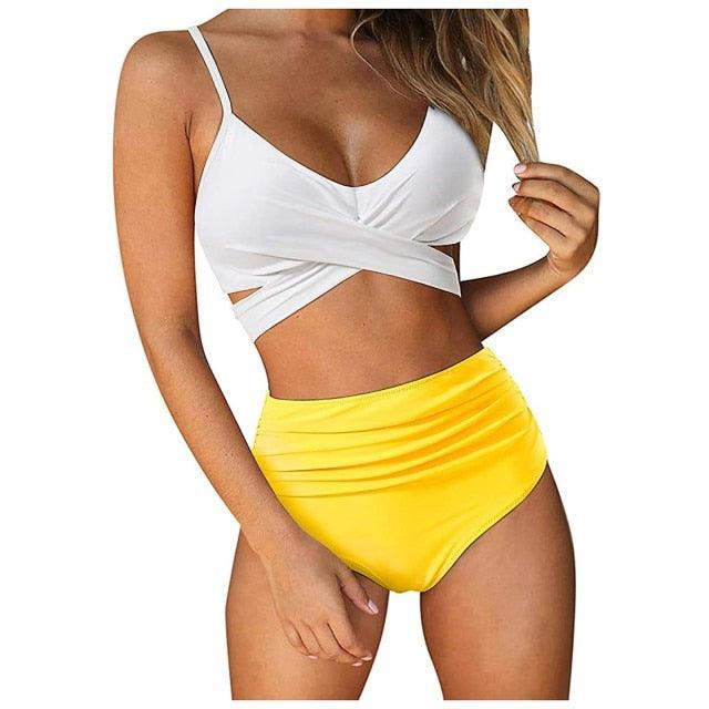 Modern Floral High Waist Bikini Set for Women