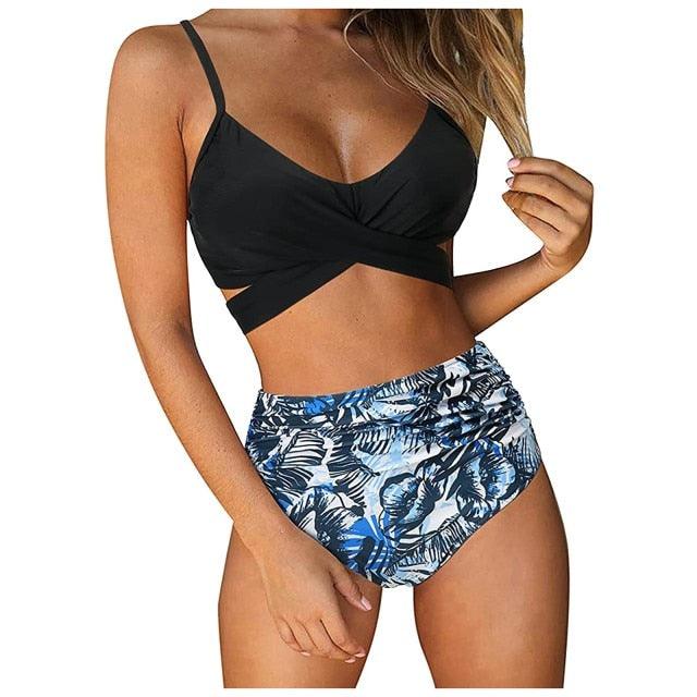 Modern Floral High Waist Bikini Set for Women
