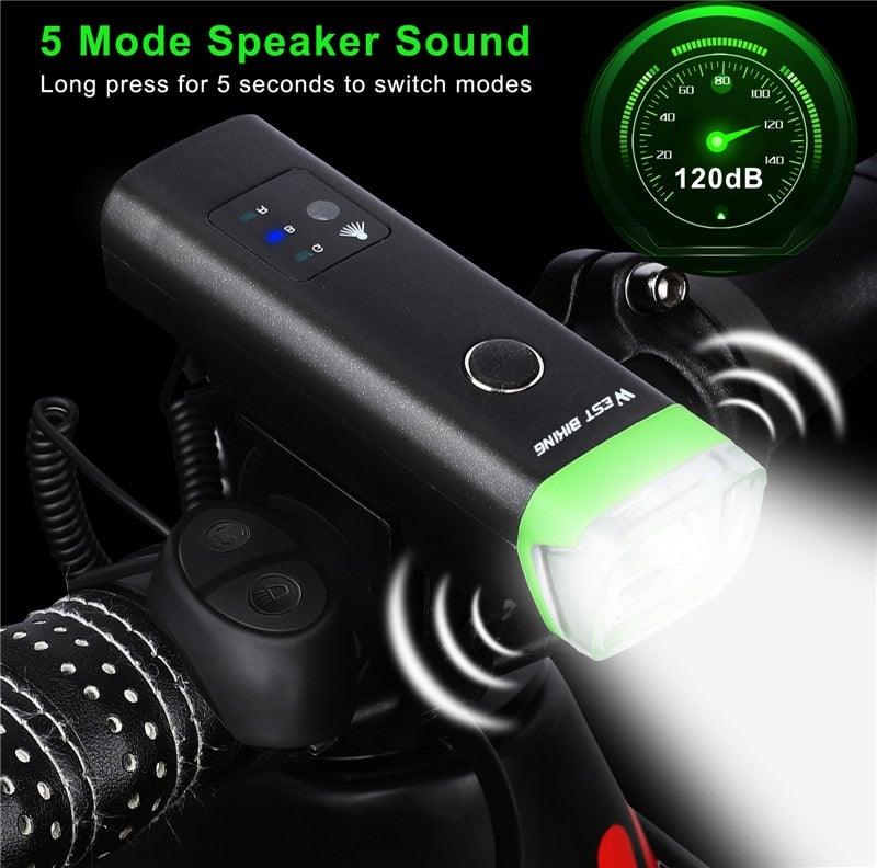 USB Rechargeable LED Front Bicycle Light - Waterproof & Bright
