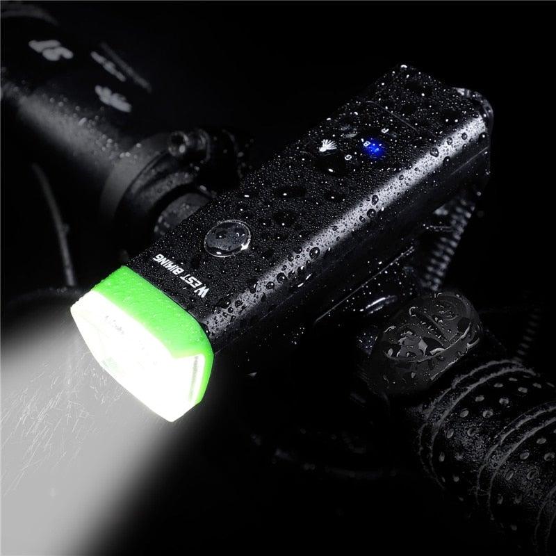 USB Rechargeable LED Front Bicycle Light - Waterproof & Bright