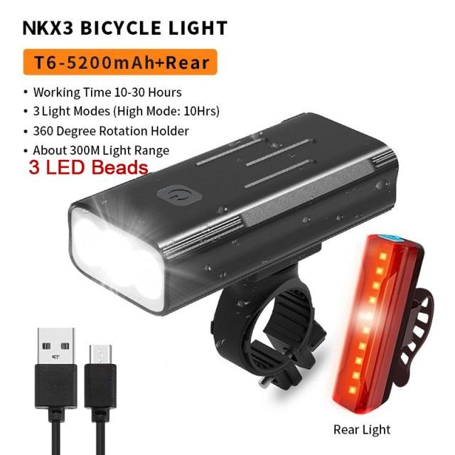 Premium USB Rechargeable LED Bicycle Light - Bright & Rainproof