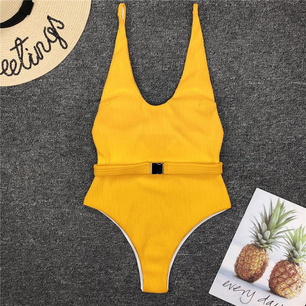 Elegant Black One-Piece Swimsuit with Ruffles